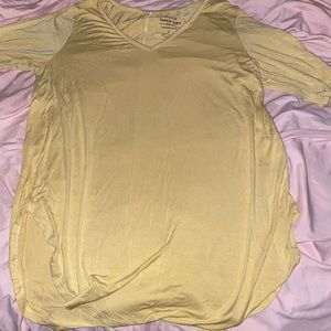 Yellow v-neck split hem tunic